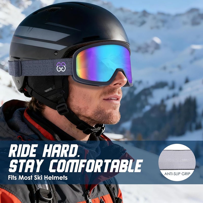 Golight Low Bridge Fit Ski Goggles – Asian Fit, Anti-Fog Double Lens, UV400 REVO Lens, Triple-Layer Foam for All-Day Skiing - Image 2